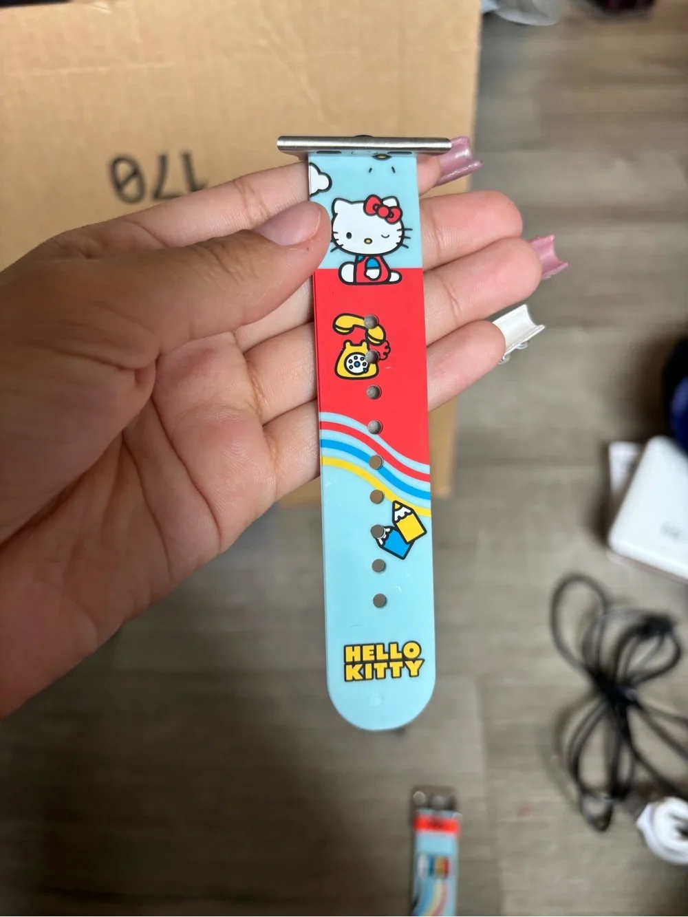 Sanrio Hello Kitty Light Blue and Red Silicone Apple Watch SE Band